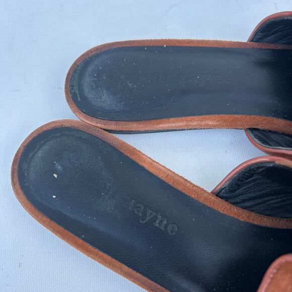 Jenni Kayne Suede Mules Pointed Toe Flats Saddle Brown 38.5 Size 8 Slip Ons - Picture 6 of 9